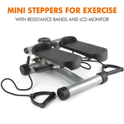 Steppers for Exercise,Stair Stepper with Resistance Bands,Mini Aerobic Stepper Exercise Machine,Stair Climber Equipment with LCD Monitor,White